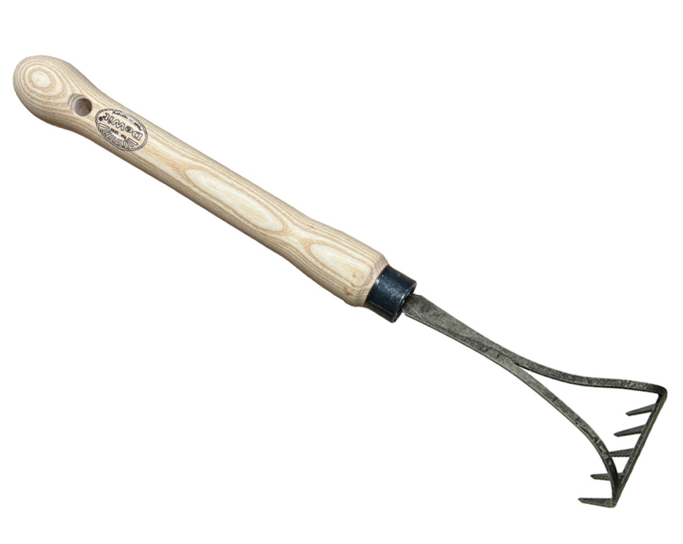 Bio handrake 5 tines with 25cm handle