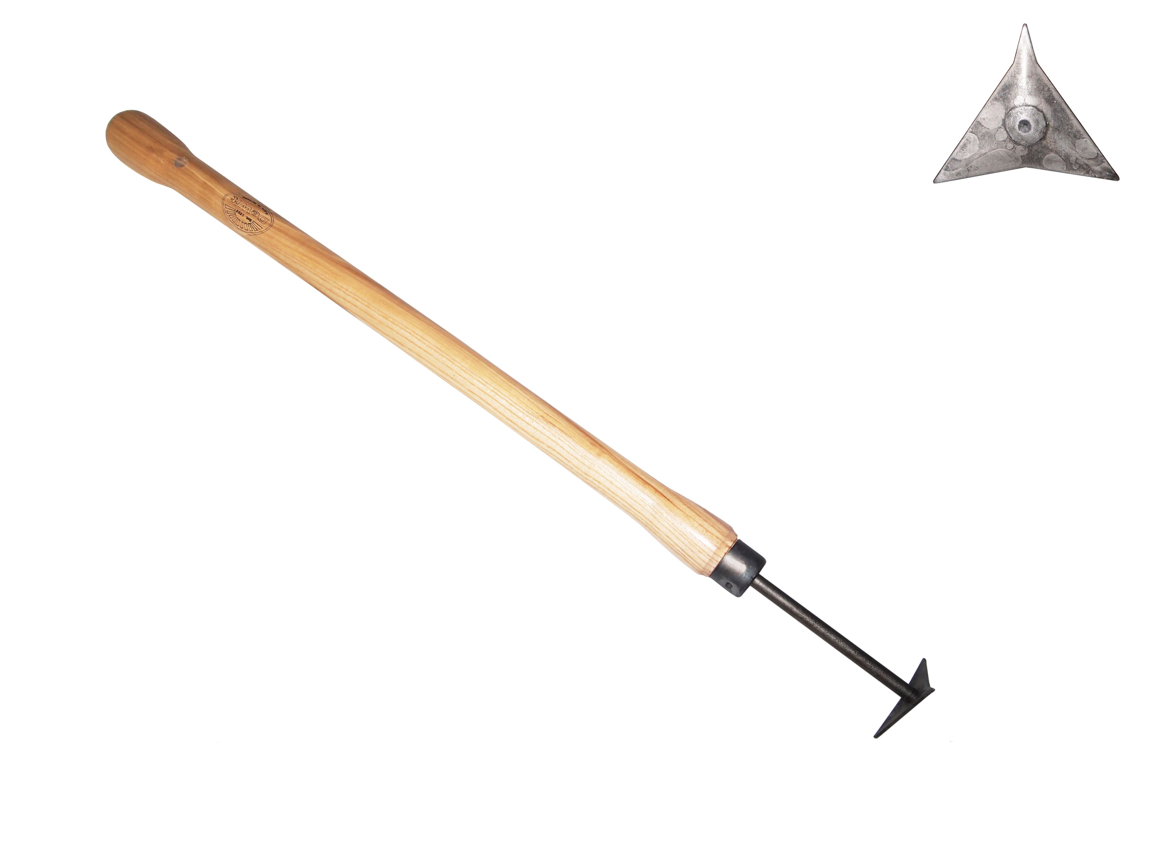 V-groove and patio cleaner with triangle head and 48cm drop grip handle