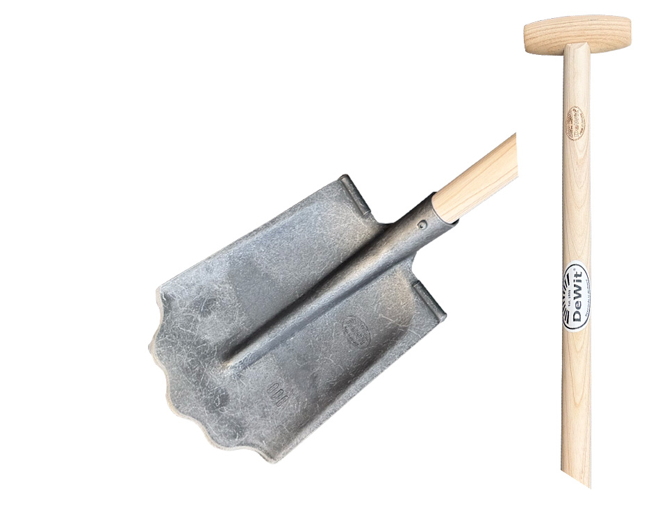 Schep Drents model 3/4 gebogen, 000 met golfsnede, gesloten opstap 100cm essen steel
