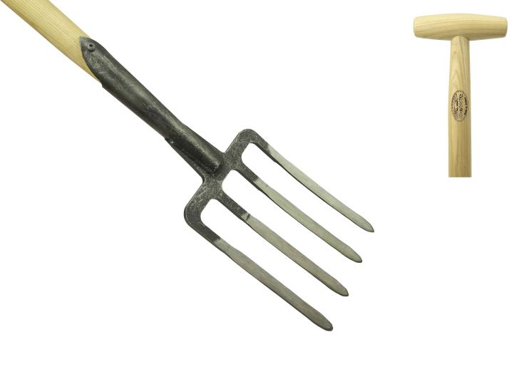 Garden fork 4 prong ash T-handle 900mm