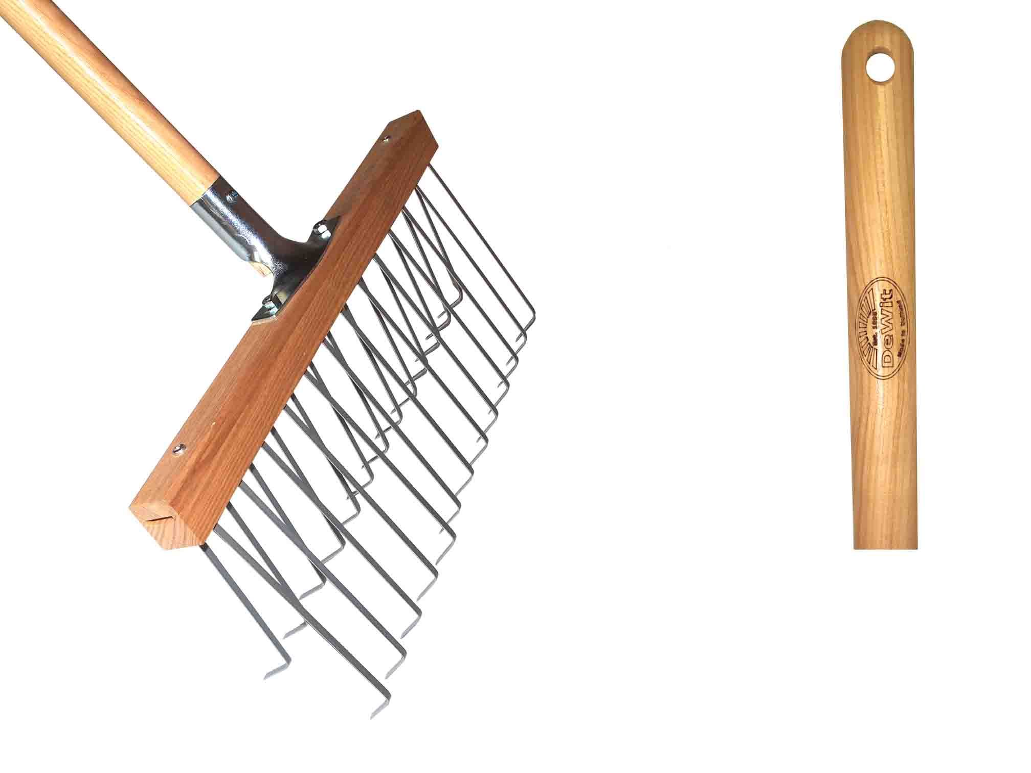Lawn rake double row tines ash handle 1400mm DeWit